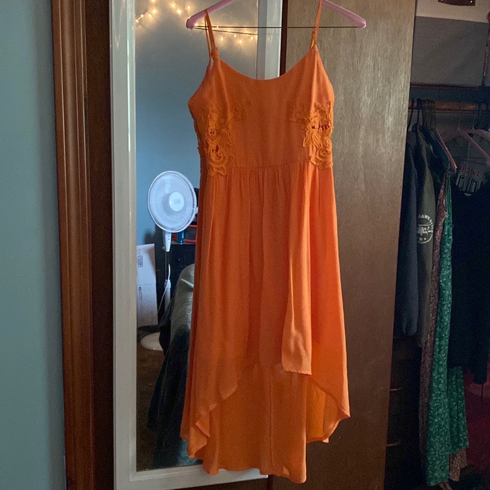 Orange high low dress